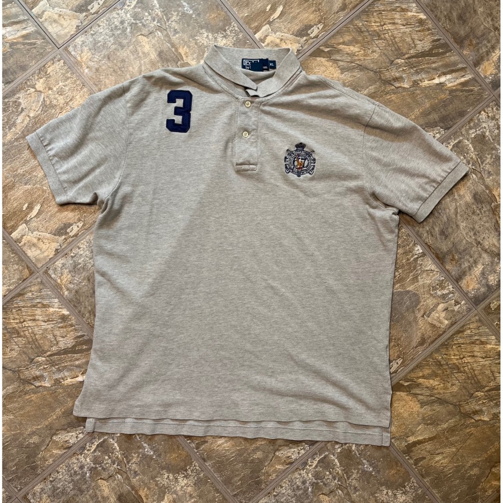 Polo Ralph Lauren Polo Shirt Mens XL Gray Vintage Crest Patch #3 Short Sleeve